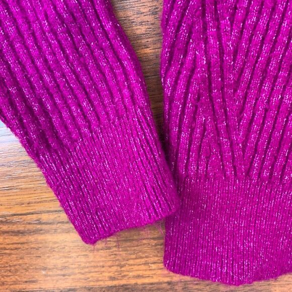 Nordstrom Elodie Fuchsia Fuzzy Crewneck Rib Knit Sweater Women's Size S - Picture 4 of 7